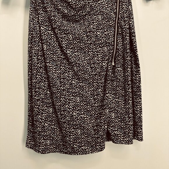 3/$25 Express Faux Wrap Dress XS Abstract Print Jersey Knit Zipper Sheath Mini - Picture 5 of 8